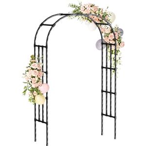 Garden Arch Trellis,4.9x8.5FT Metal Garden Arbor for Climbing Plants Outdoor,Wedding Archway for Lawn Patio Backyard Ceremony Party Decoration,Black, Full Arch