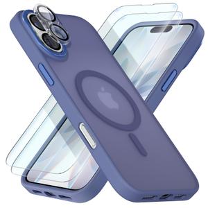 beuxece Magnetic for iPhone 17 Case [Compatible with Magsafe] [Military Grade Drop Protection] [Anti-Fingerprint] Translucent Matte Shockproof Women Phone Case Cover, Light Blue