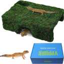 M Size Green Reptiles Cave Hide, Lizard Moss Hideout with Safe Shelter, Handmade Snake Cave Hut for Themed Terrarium Ideal for Gecko Hamster Snake Rest & Hide