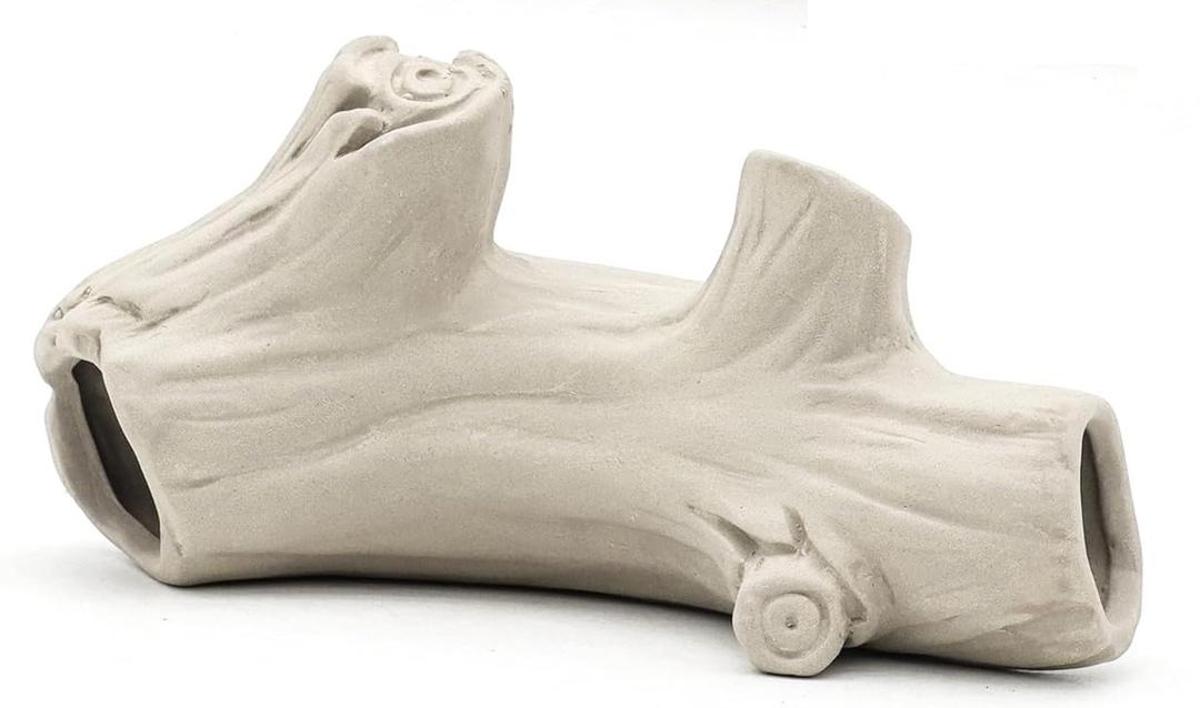 Aquarium Decorations Ceramic Artificial Stump Cave,Betta Fish Tank Accessories Hollow Tree Stump Decor 1-Piece, 203x2