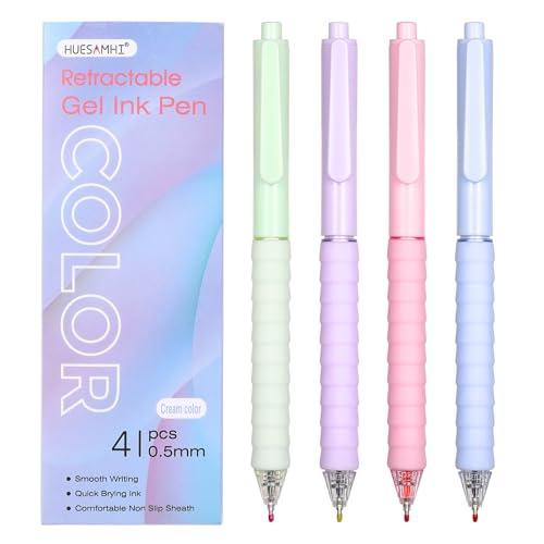 huesamhi gel pens,4pcs 0.5mm Quick Dry Retractable Pens Fine Point Gel Ink for Writing, Ideal Office School Desk Accessories Gift Pack of 2