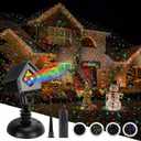 Laser Christmas Projector Lights Outdoor(GRB), 4 Holiday Theme HD Effects (Christmas, Firefly, Halloween, Dots and Lines), Christmas Decorations Projector Light Show for House Garden Party