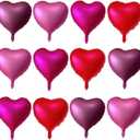 12 Pcs Red Heart Shaped Metallic Balloons 18 Inch Valentine Balloons for Valentines Day Bridal Shower Wedding Party Decorations (Red,Wine Red,Pink, Hot Pink)