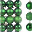 24ct Mini Christmas Balls Ornaments for Xmas Christmas Tree - Small Shatterproof Decor Hanging Ball for Holiday Wedding Party Decoration 1.18 Inch/30mm, Green