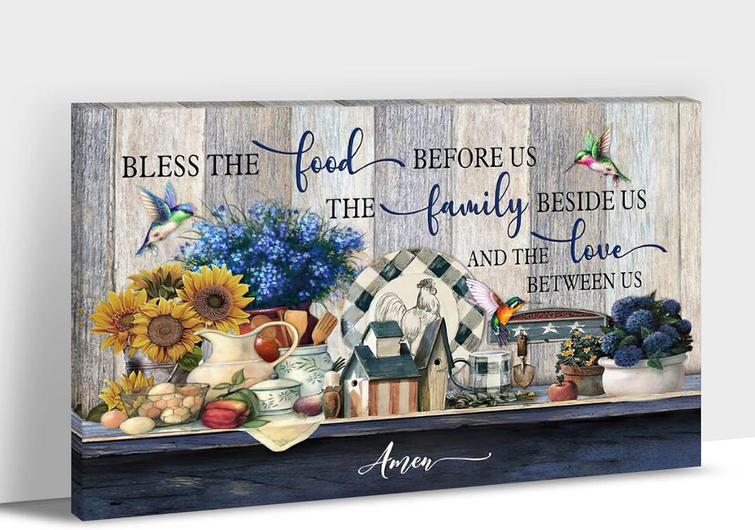 GUTTATY Kitchen Canvas Wall Art - Rustic Farmhouse Kitchen Scene Pictures for Wall Decor, Framed Canvas Print For Dining Room 12x18 Inches