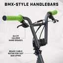 Mongoose Expo Kick Scooter, BMX-Style Handlebar & Brake Cable Rotor, Wide Foot Deck for Kids Youth Boys Girls Ages 6 and Up, Rear Axle Pegs, 12-Inch Air Tires, and Max. Weight of 175 lbs. (Green/Grey)
