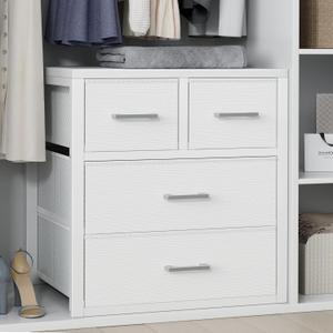 BOLUO Closet Drawers White 4 Drawer Dresser for Closet Organizers and Storage Bedroom Dorm Modern (15.7"D x 21.1"W x 23.4"H (4 Drawers))