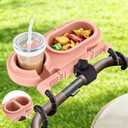 BANGIE Cute Pink Stroller Snack Tray for Girls - Compatible with Uppababy Vista V2, Nuna Mixx, Mockingbird - Aesthetic Attachment with Cup Holder & 3 Detachable Silicone Bowls