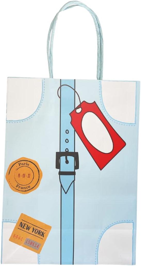 Vintage Train Airplane Favor Bags (Set of 8) | Travel Themed Suitcase Party Bags