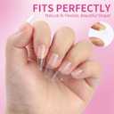 2 x Long Almond Soft Gel Nail Tips: 240Pcs Pre-Shaped Half Matte False Nail Tips Full Cover Acrylic Clear Fake Nails Extension for Manicure Home DIY 12 Sizes