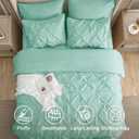 Bedsure Full Comforter Set Mint Green - Bed in a Bag Full Size Bedding Set 7 Pieces, GentleSoft Pintuck Bed Set Gift for Family, All Season Down Alternative Comforter with Sheets, Pillowcases & Shams