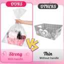 Kolldenn 12 Pack Empty Gift Basket to Fill 9.8 x 6.5'' Pink Purple Floral Bouquet Box with Handles Bows Plastic Bags and Card for Tea Party Wedding Arrangement