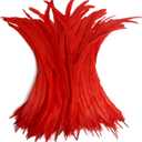 THARAHT 20PCS Rooster Coque Tail Feathers Bulk Natural 16-18Inch 40-45cm for Crafting Wedding Fly Tying Feather Party Performances DIY Decoration Rooster Tail Feather,Red