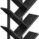 HOOBRO Tree Bookshelf, 9-Tier Bookcase Wooden Shelves, Floor Standing Storage Rack, for Display of CDs, Books in Living Room, Home Office, Wood Storage Rack for Bedroom, Black BB08SJ01G1 (7.9"D x 13.4"W x 45.6"H)