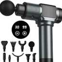 JQX Massage Gun, Deep Tissue Massage Gun for Pain Relief with 30 Speed Levels and 9 Attachments, Ultra Quiet Massager Gun, Lightweight and Portable - Grey