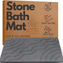 Stone Bath Mat Quick Drying Diatomaceous Earth Bath Mat Non Slip Shower Mat Super Absorbent Stone Bath Mats for Bathroom, Floor, Kitchen Counter, Easy to Clean (23.6 X 15.3, Gray)