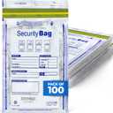 White Opaque Deposit Bags | Tamper-Evident Cash & Valuables Bag | Tear-Off Receipt | Heavy-Duty 10" x 15" | 100 pcs | ABC Check Printing