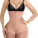 SHAPELLX Fajas Colombianas Shapewear for Women Tummy Control Plus Size Postpartum Body Shaper Butt Lifting Bodysuit (Small, A4-brown)