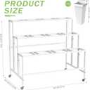 VGMiu Flower Display Stand with 12 Buckets, Flower Cart 3 Layers White Metal Flower Bar Stand with Wheels, Moving Florist Bouquet Shelf for Weddings Florist Indoor Outdoor Patio Garden Living Room