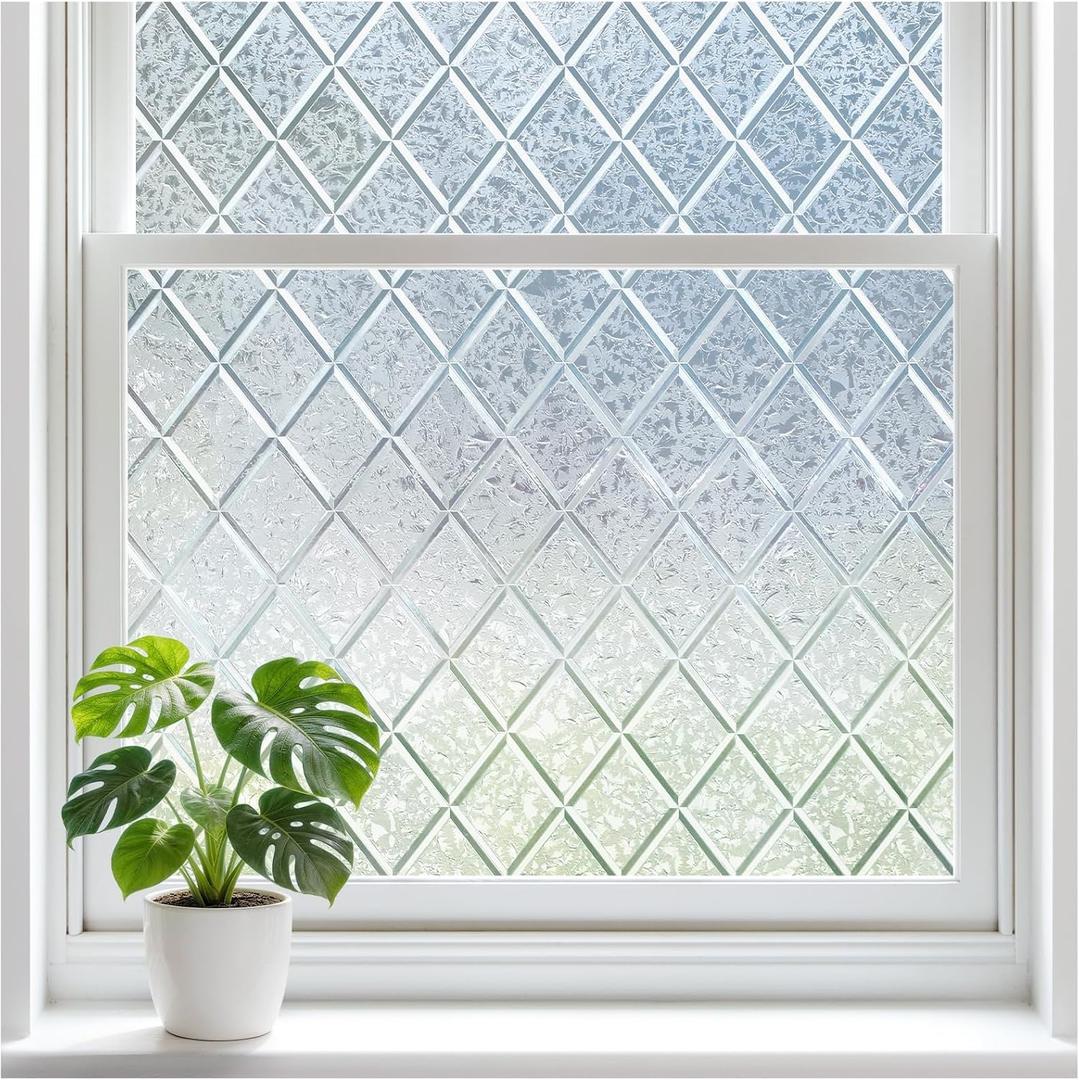 rabbitgoo Window Privacy Film Decorative Stained Glass Cling 23.6" x 78.5"