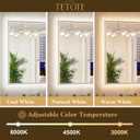 TETOTE 24 x 32 Backlit Bathroom Mirror Brushed Nickel Metal Frame LED Light Vanity 3-Color White/Warm/Natural Stepless Dimmable Anti-Fog Backlight Mirror Wall-Mounted