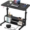 Standing Desk for Bedroom, Small Space, Office Desk Adjustable, Stand Up Laptop, Portable Rolling Desk 31.5 Inch Black C