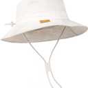 Baby Sun Hat for Boy Girl Toddler Summer Bucket Hat Kids Sun Protection Beach Hat Cotton Baby Hats (12-24 Months, White)