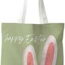 Yomisex Canvas Tote Bag for Women, Easter Bunny Tote Bag,Coquette Reusable Shopping Grocery Bags