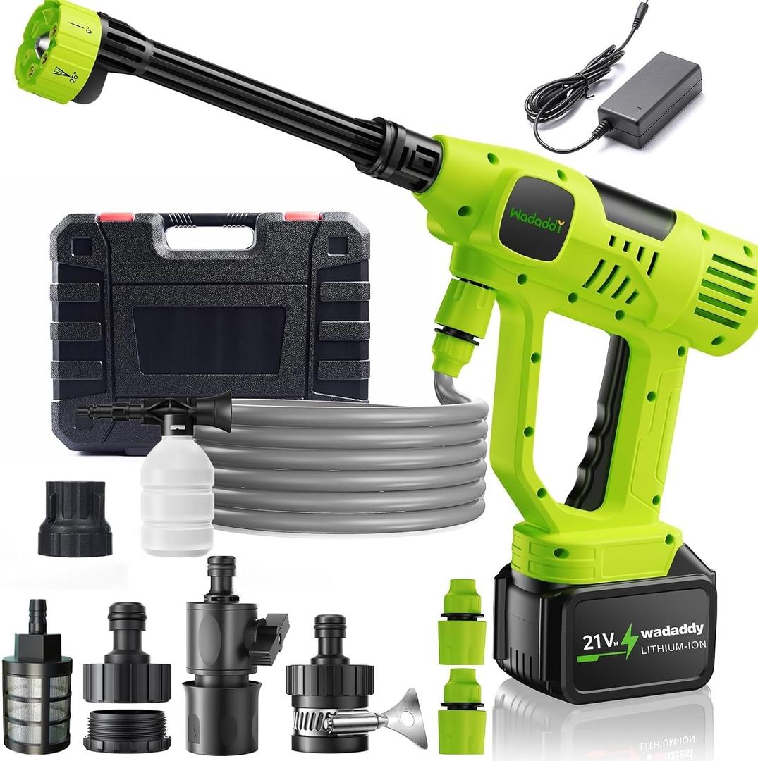 Cordless Car Washer, 1100PSI, Portable Cleaning Tool with 6-in-1 Nozzle, 10 Spray Settings, Battery Display, Self-Priming System for Car, Garden, Patio & Floor