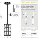 2 Pack 1 Light Hanging Kitchen Island Modern Crystal Pendant Light Fixture Black Finish Crystal Shade for Bar,Dining Room,Corridor,Living Room Over Sink