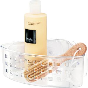 iDesign Plastic Suction Cup Corner Shower Basket for Bathroom Storage - Clear - Made in USA