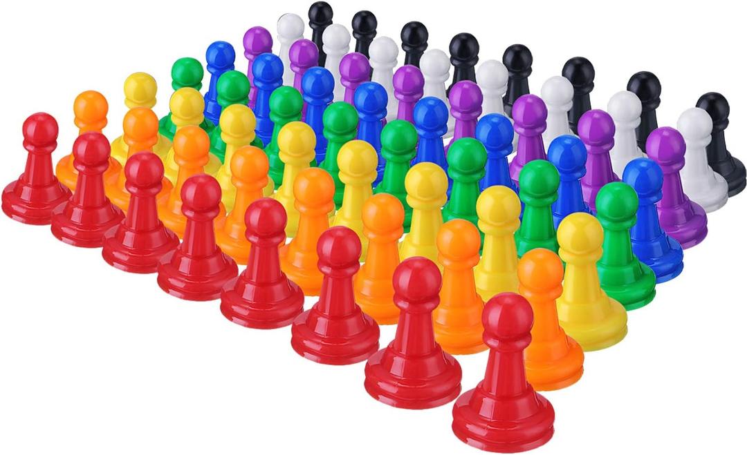 Zonon 64 Pcs Board Games Pieces Multicolor Plastic Pawn Chess Pieces, 1 Inch Tabletop Bulk for Board Component Tabletop Markers Accessories