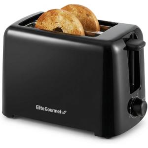 Elite Gourmet 2Slice Cool Touch Toaster – 6 Browning Levels, Extra Wide 1.25” Slots for Bagels & Thick Bread, Cancel Function, Compact, ETL Certified, Black