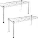 Simple Deluxe Heavy Duty 1-Shelf Shelving, Adjustable Storage Units, Steel Organizer Wire Rack, 29.92" W x 13.78" D x 14.96" H, Chrome,2-Pack, 1-Tier Wider, 29.92"W x 13.78"D x 14.96"H