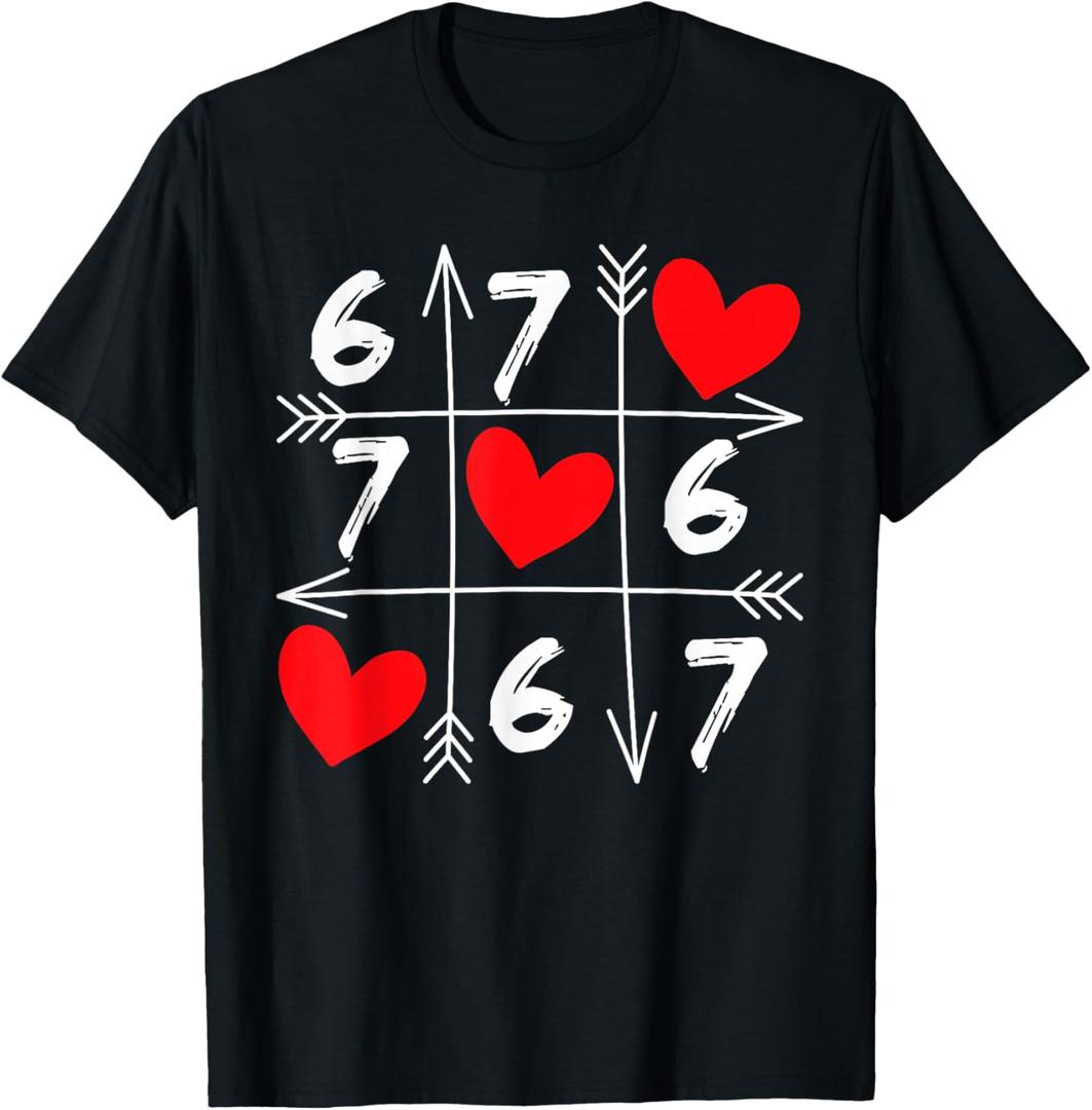 Six Seven 67 Meme 6 7 Valentines Day Heart Men Women Kids T-Shirt (Black, Small)
