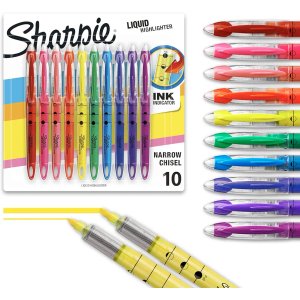 Sharpie Liquid Highlighters, Chisel Tip, Assorted Colours, 10 Count