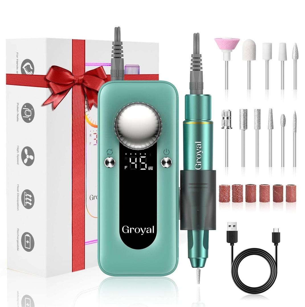 Electric Nail Drill Professional, 45000RPM Cordless Electric Nail File for Acrylic Gel Nails, Professional Nail Drill Manicure Pedicure Polishing Shape Tools for Home Salon (M202-Pea Green)