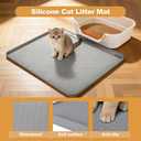 Meiliweser Cat Litter Mat, 24''x20'' Waterproof Silicone Litter Trapping Mat for Litter Box, Soft on Kitty Paws Non-Slip & Easy to Clean (Light Grey)