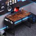 OLIXIS Small Computer Desk, 40 Inch Home Office Desks, Writing Study Craft Work Gaming Table, Computer Workstation for Bedroom Small Spaces with Storage Bag and Headphone Hook, Rustic Brown
