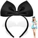 Big Bowknot Headband - Bow Headband Headdress Cosplay Costume Headwear Party Decoration Handmade Headpiece Hair Band Elastic Women Girls Kids Hair Accessories 1 Pack (Black)