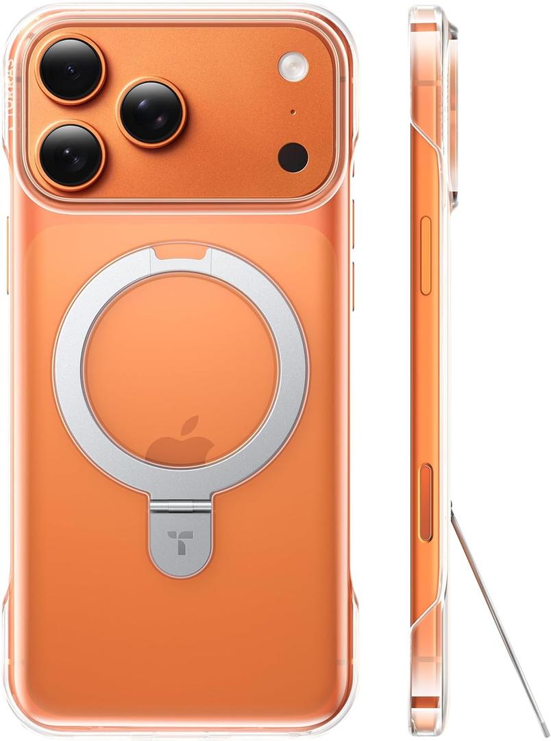 TORRAS Ostand Slim for iPhone 17 Pro Case, Stronger Magnetic Stand Fit for MagSafe, Frameless Ultra-Thin Fit, Anti-Yellowing Clear Borderless Case for iPhone 17 Pro 6.3 inch