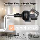 Electric Drain Auger 25ft Cordless Drain Cleaner machine auto feed plumbing snake for kitchen sink, showers, toilet et. 3/4-2" Pipe drain clog (Upgraded)