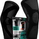 POWERLIX Knee Compression Sleeve (Pair) - Best Knee Brace for Knee Pain for Men & Women Knee Support for Running, Basketball, Volleyball, Weightlifting, Gym, Workout, Sports - (Black, M)