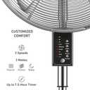 Holmes 16 Inch Chrome Digital Metal Stand Fan 3 Speeds 75 Degree Oscillation 20 Degree Head Tilt Adjustable Height Quiet Operation Remote Control for Home Office Bedroom Living Room