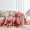50x60 Inches Ultra-Soft Fuzzy Faux Fur Plush Throw Blanket - Thick, Warm Sherpa for Couch, Sofa, Bedroom, Camping - Decorative Blanket for Cozy Warmth, Bubble Dusty Rose Tie Dye