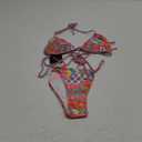ZAFUL Triangle Bikini for Women 2 Piece Halter Bikini Sets Sexy High Cut Bathing Suit Side Tie Swimsuits (Small, 1-tribal Orange)