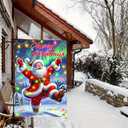 2 x Merry Christmas Garden Flag Double Sided 12x18 Flag Festive Santa Xmars Garden Flag Santa With Christmas Lights And Snowy Scene Outdoor Holiday Yard Lawn Decoration Banner