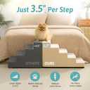 COZY KISS Dog Stairs for Small Dogs 17.7" H, 5-Step Gentle Incline Pet Step for Couch and Beds, Right-Angle Dog Ramp for Puppy Doggie Senior Cats, 17.7x29.5x17.7 Inch, Beige
