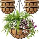 3 x 4 Pack 14 Inch Hanging Planters for Outdoor Plants, Black Metal Wire Hanging Flower Baskets with Coco Coir Liner, Large Hanging Plant Pots for Garden, Patio, Balcony, Indoor Home Decor