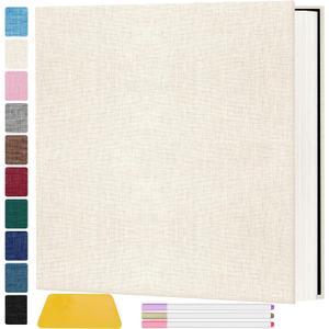 Zesthouse Photo Album Self Adhesive Pages, 60 Pages Magnetic Scrapbook Albums with Sticky Page, Photos Album Holds 8x10 & 5X7 & 4x6 & 6x8 & 3x5, Large Picture Book Ideal Gift for Family Wedding Baby (Beige)